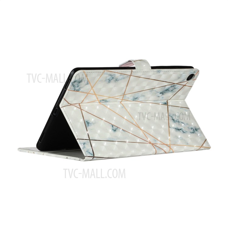 Light Spot Decor Pattern Printing Smart Leather Stand Protective Cover for Samsung Galaxy Tab A 10.1 (2019) T510/T515 - Marble Grain and Line-6