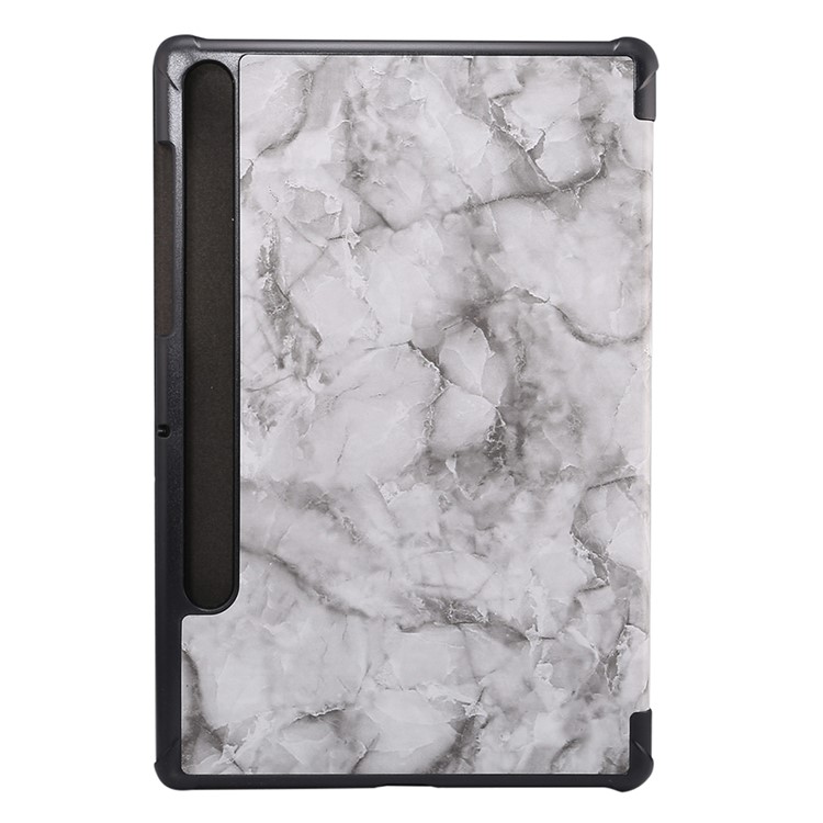 Patrón de Mármol Case de Tableta de Cuero Tri-pliegue Para Samsung Galaxy Tab S7 T870/T875 - Gris