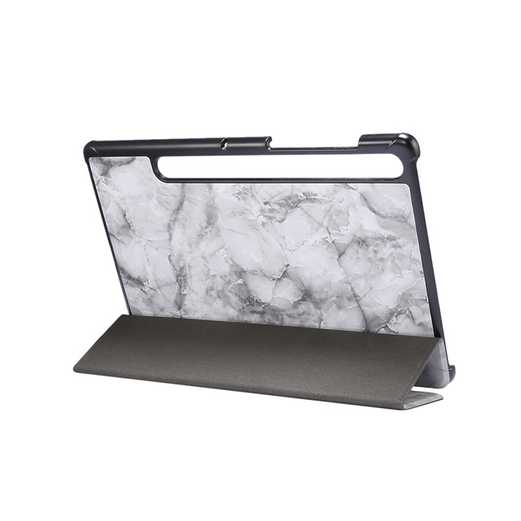 Patrón de Mármol Case de Tableta de Cuero Tri-pliegue Para Samsung Galaxy Tab S7 T870/T875 - Gris