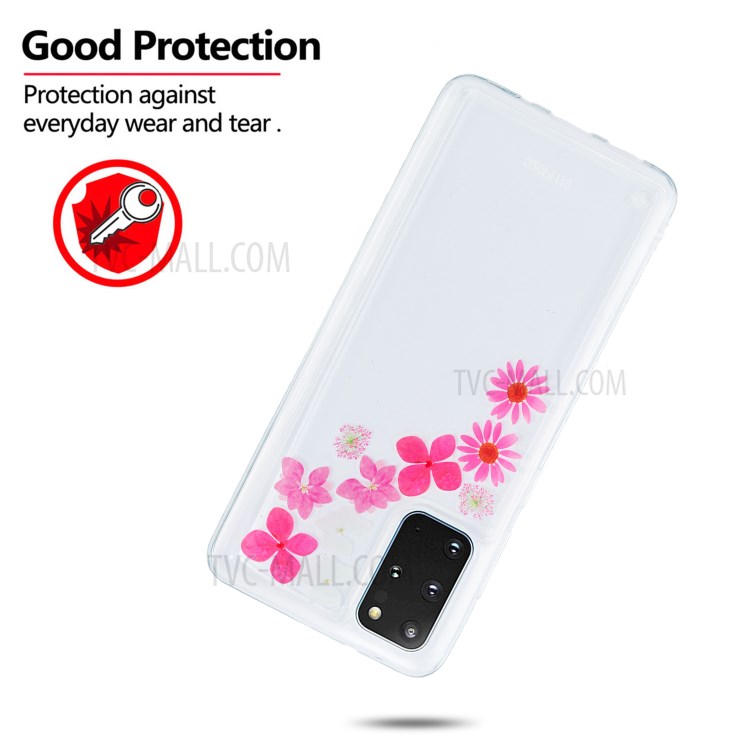 Liquid Floating Pattern TPU Back Shell for Samsung Galaxy S20 Plus - Flower-2