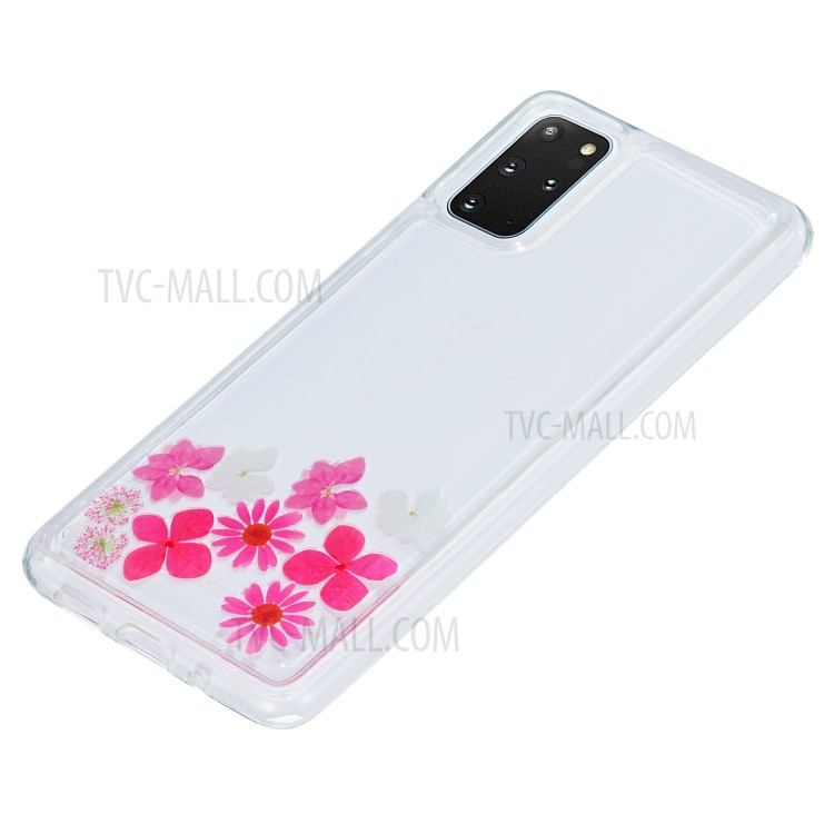 Liquid Floating Pattern TPU Back Shell for Samsung Galaxy S20 Plus - Flower-3