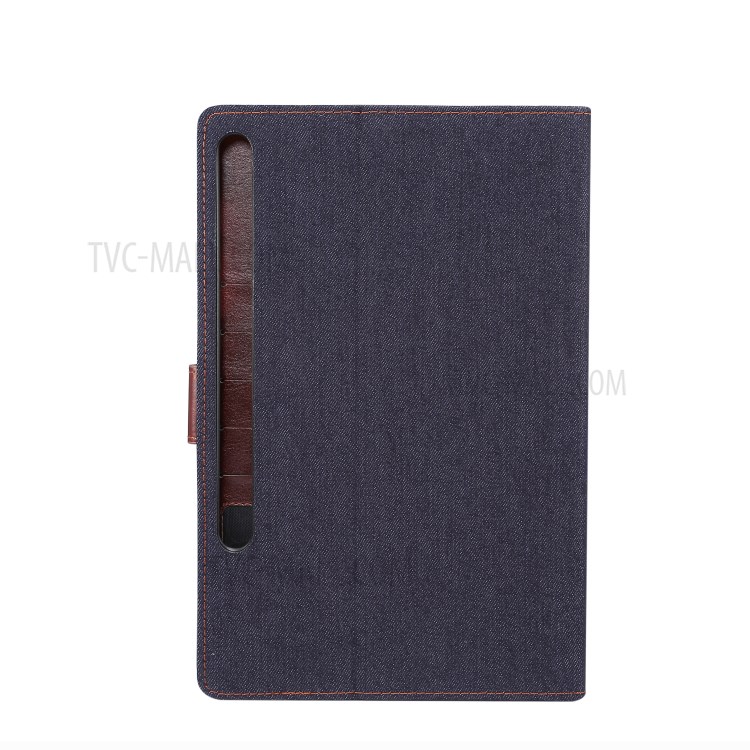 Jeans Cloth Skin PU Leather + PC Tablet Case for Samsung Galaxy Tab S7 T870 - Black-3