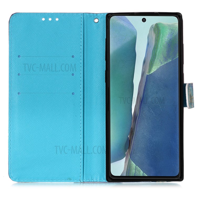 Pattern Printing PU Leather with Wallet Phone Case with Strap for Samsung Galaxy Note 20/Note 20 5G - Feather Dream Catcher-4