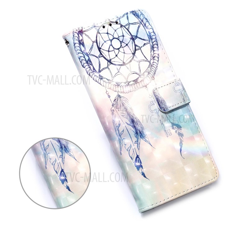 Pattern Printing PU Leather with Wallet Phone Case with Strap for Samsung Galaxy Note 20/Note 20 5G - Feather Dream Catcher-7