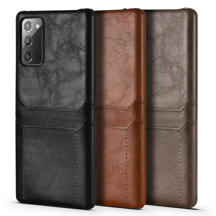 PU Leather Coated Hard PC with Dual Card Slots Cover for Samsung Galaxy Note 20/Note 20 5G - Black-11