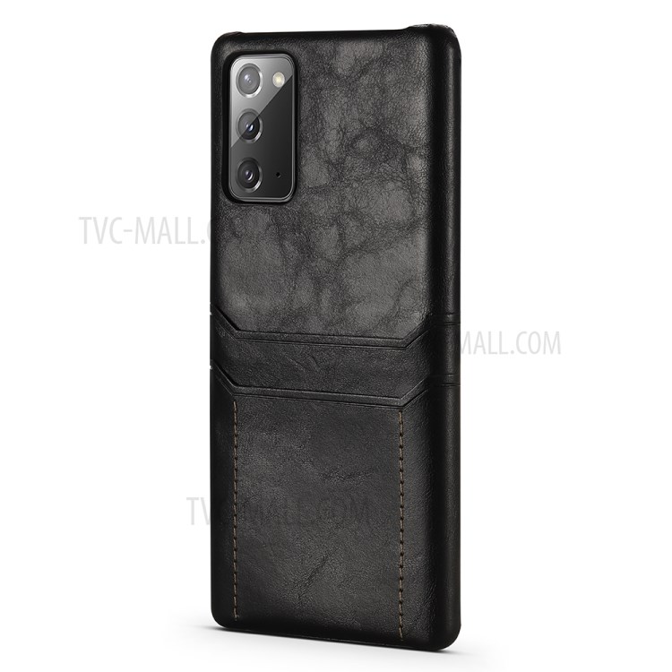 PU Leather Coated Hard PC with Dual Card Slots Cover for Samsung Galaxy Note 20/Note 20 5G - Black-2