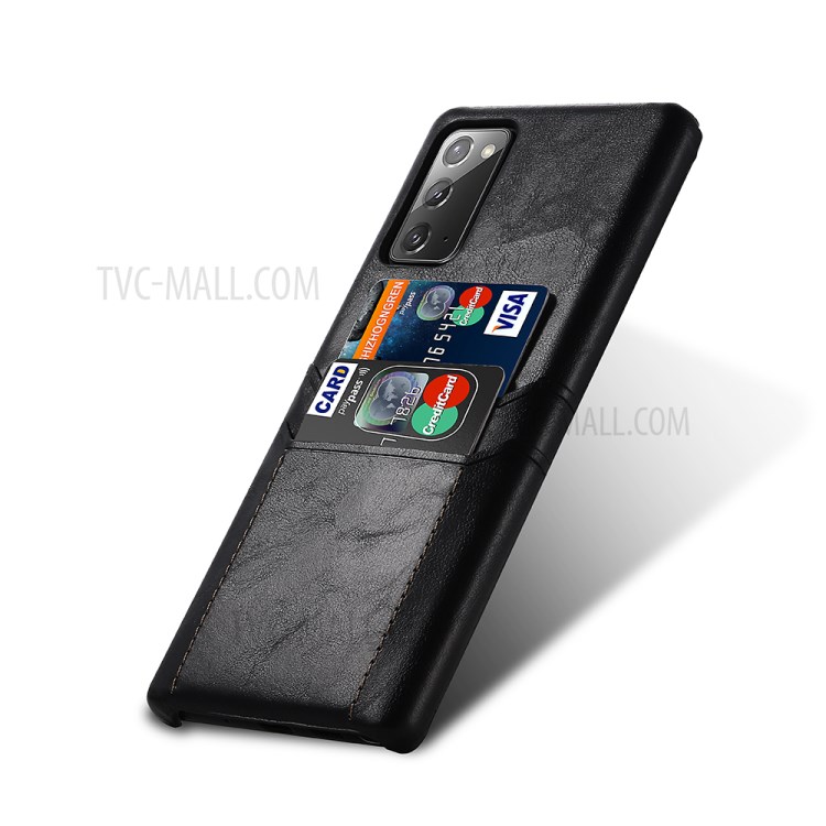 PU Leather Coated Hard PC with Dual Card Slots Cover for Samsung Galaxy Note 20/Note 20 5G - Black-3