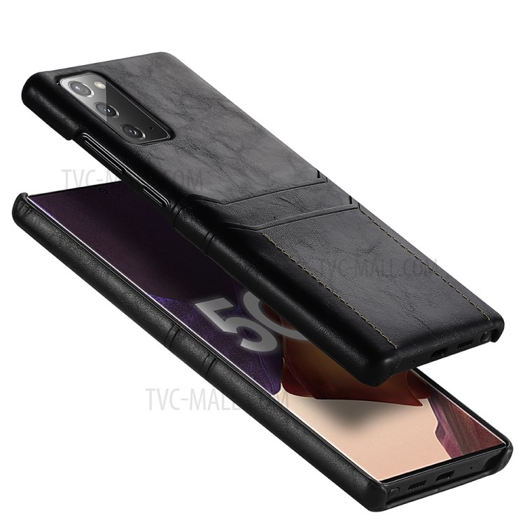 PU Leather Coated Hard PC with Dual Card Slots Cover for Samsung Galaxy Note 20/Note 20 5G - Black-4