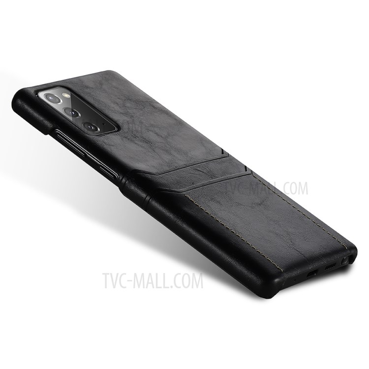 PU Leather Coated Hard PC with Dual Card Slots Cover for Samsung Galaxy Note 20/Note 20 5G - Black-5