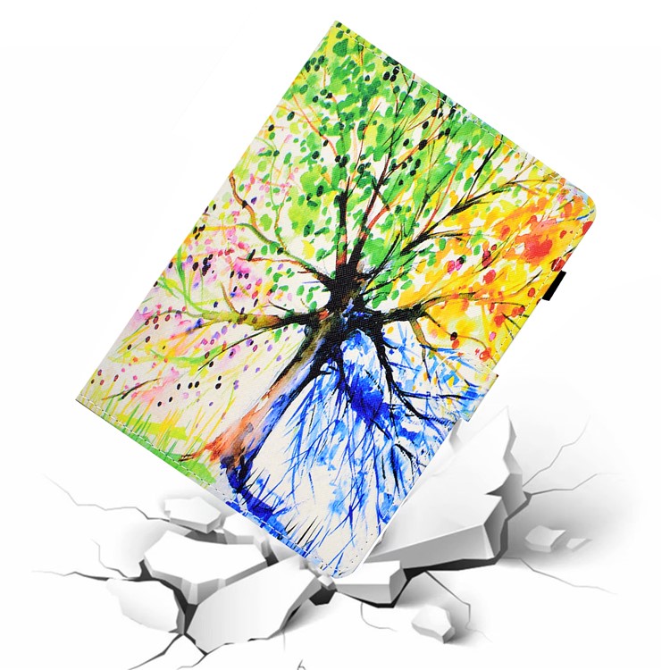 Printing Skin Leather with Card Holder Tablet Shell for Samsung Galaxy Tab S7 T870 - Life Tree-7