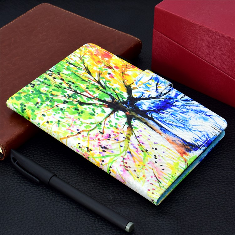 Printing Skin Leather with Card Holder Tablet Shell for Samsung Galaxy Tab S7 T870 - Life Tree-8