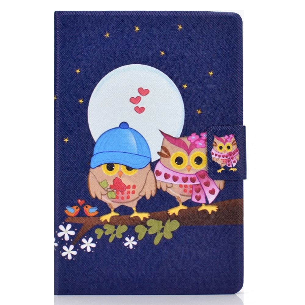 Pattern Printing Leather Stand Tablet Case for Samsung Galaxy Tab S7 T870 - Couple Owls-2