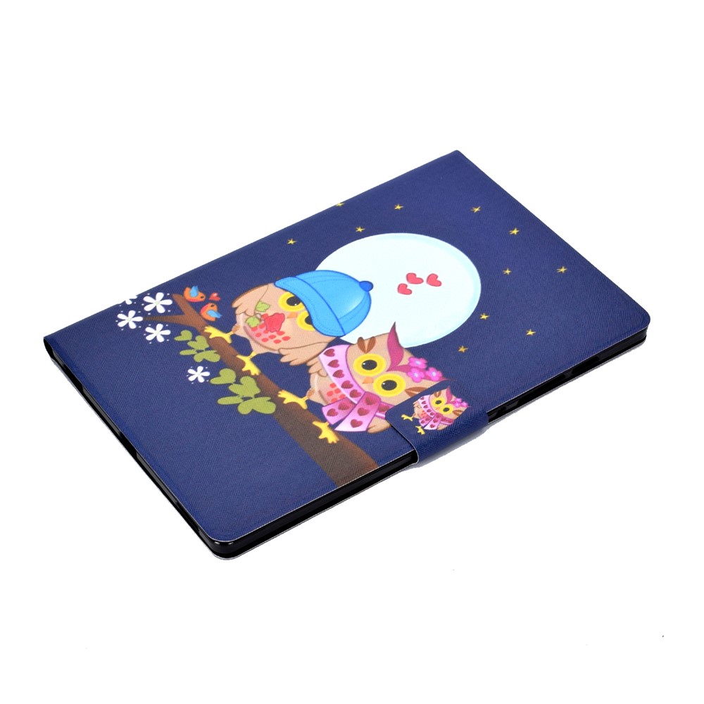 Pattern Printing Leather Stand Tablet Case for Samsung Galaxy Tab S7 T870 - Couple Owls-5