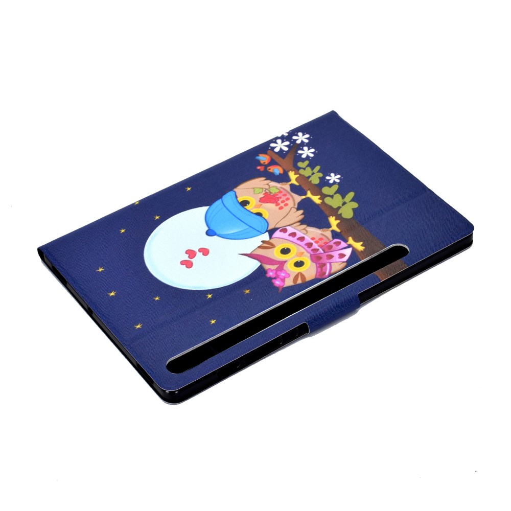 Pattern Printing Leather Stand Tablet Case for Samsung Galaxy Tab S7 T870 - Couple Owls-6