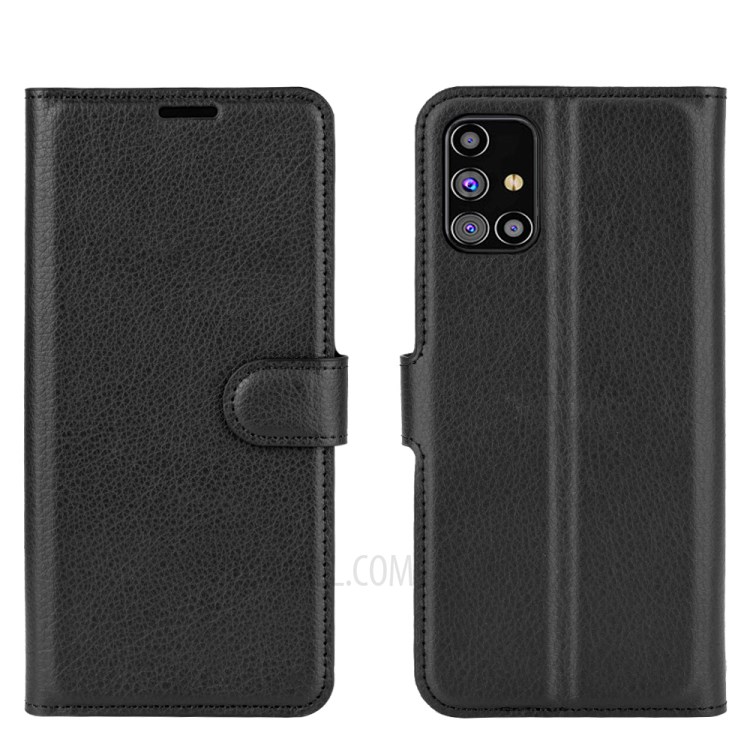 Litchi Skin Wallet Style Leather Stand Case for Samsung Galaxy M31s - Black-2