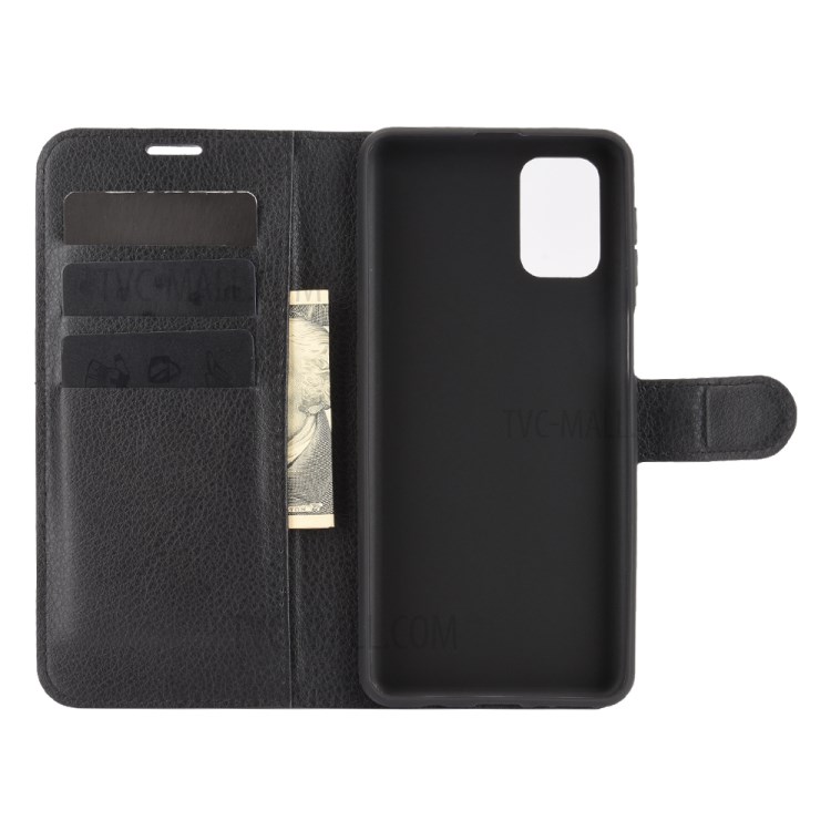 Litchi Skin Wallet Style Leather Stand Case for Samsung Galaxy M31s - Black-3