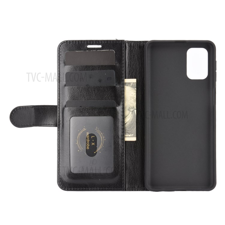 Crazy Horse Skin Leather Shell with Wallet Case for Samsung Galaxy M31s - Black-5
