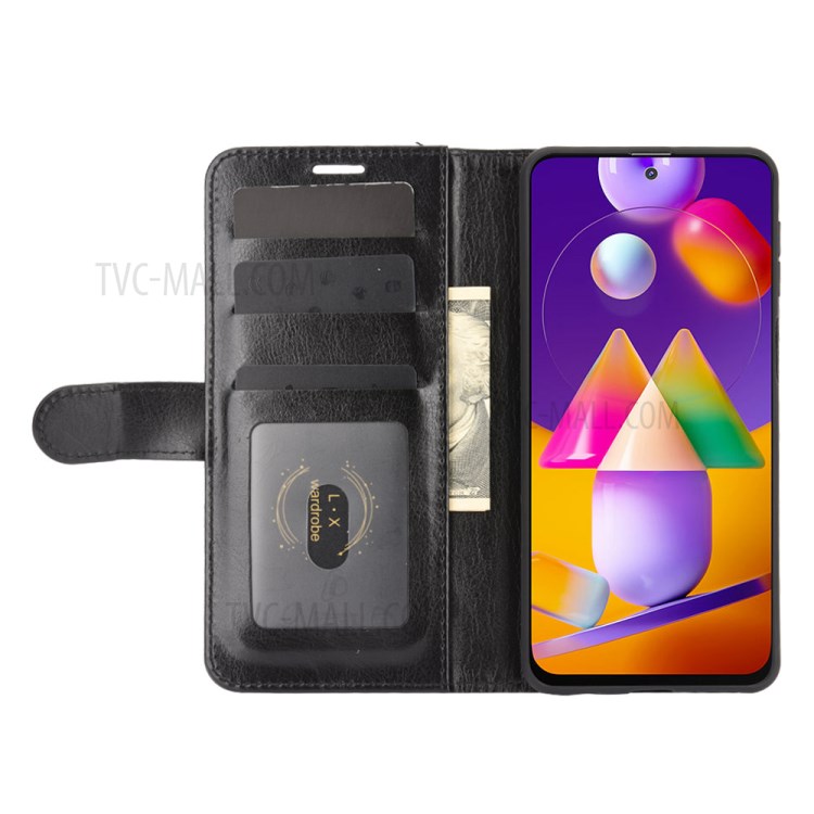 Crazy Horse Skin Leather Shell with Wallet Case for Samsung Galaxy M31s - Black-6