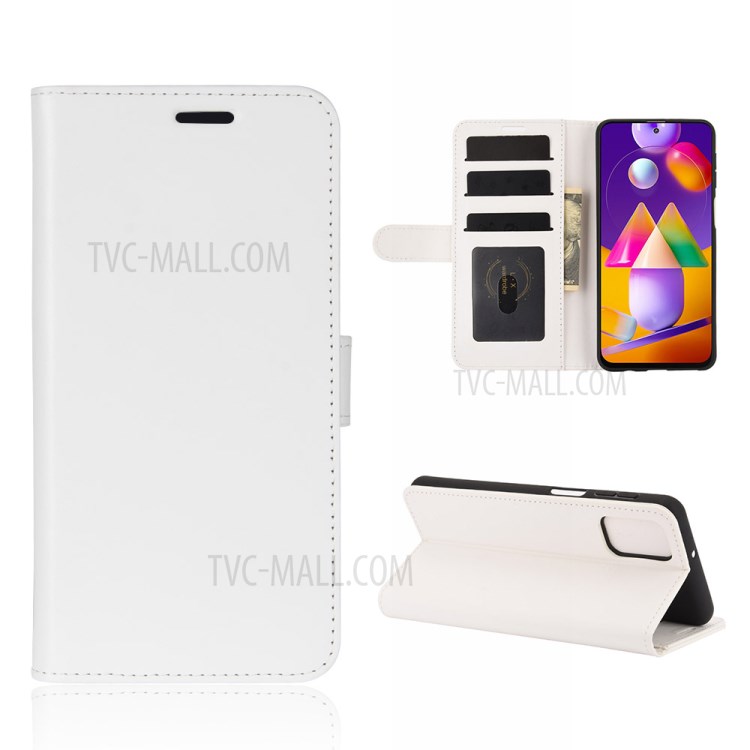 Crazy Horse Skin Leather Shell with Wallet Case for Samsung Galaxy M31s - White-1