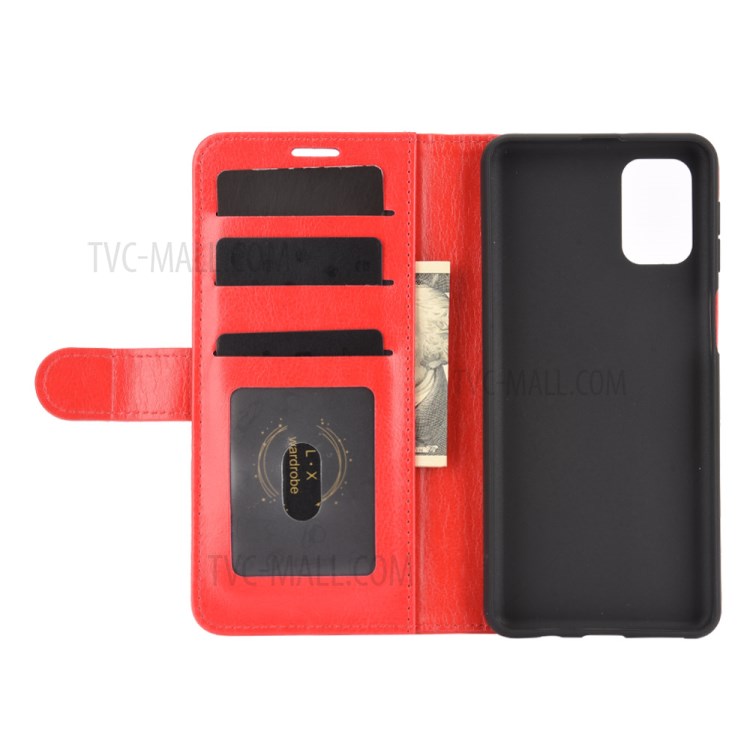 Crazy Horse Skin Leather Shell with Wallet Case for Samsung Galaxy M31s - Red-5