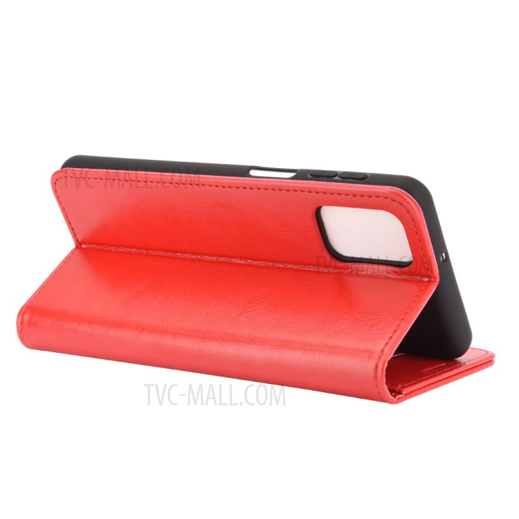 Crazy Horse Skin Leather Shell with Wallet Case for Samsung Galaxy M31s - Red-7
