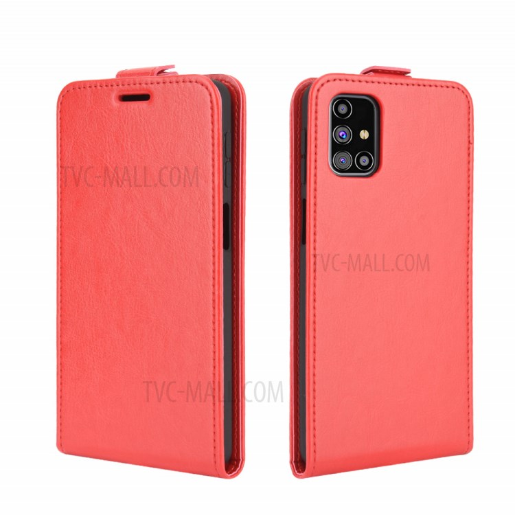 Crazy Horse Vertical Flip Leather Phone Shell for Samsung Galaxy M31s - Red-3