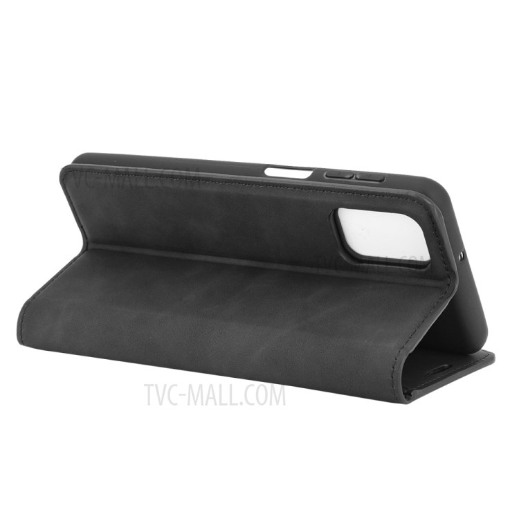 Silky Touch Flip Cover Leather Wallet Stand Phone Case for Samsung Galaxy M31s - Black-5