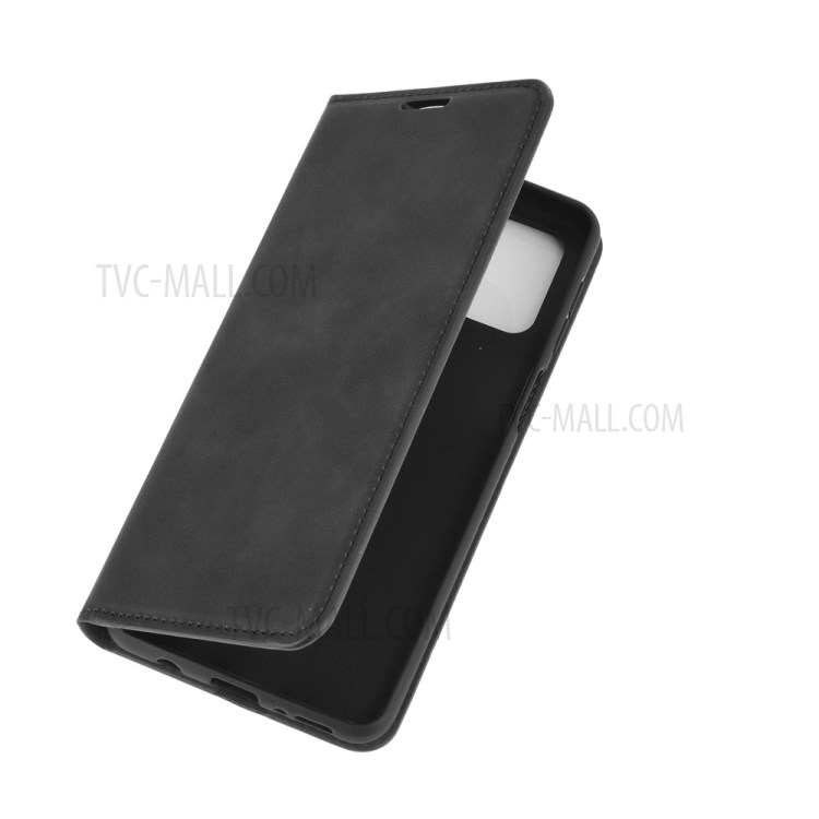 Silky Touch Flip Cover Leather Wallet Stand Phone Case for Samsung Galaxy M31s - Black-7