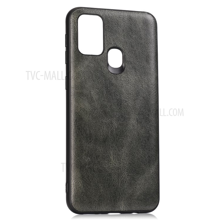 Crazy Horse Texture Cover PU Leather Coated TPU Case Shell for Samsung Galaxy M31 - Dark Grey-1