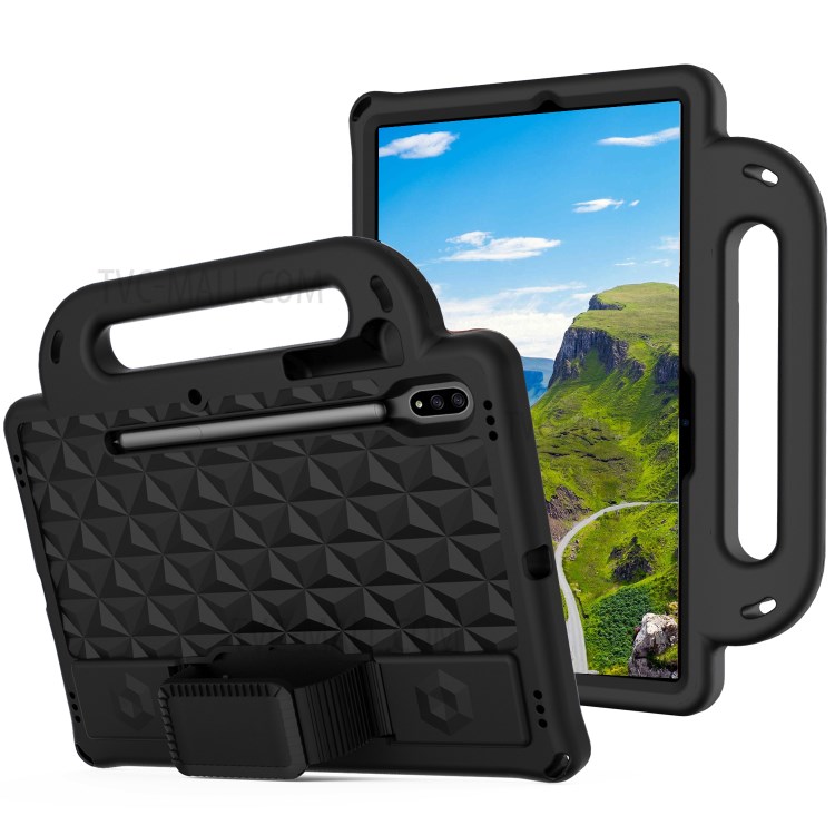 Rhombus Skin EVA Cover with Shoulder Strap for Samsung Galaxy Tab S7 - Black-2