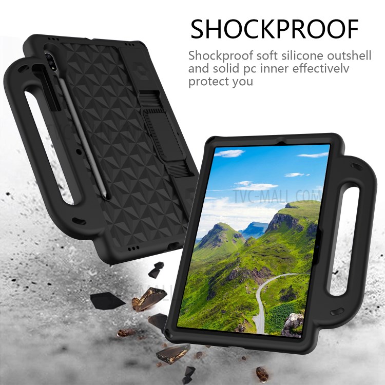 Rhombus Skin EVA Cover with Shoulder Strap for Samsung Galaxy Tab S7 - Black-3