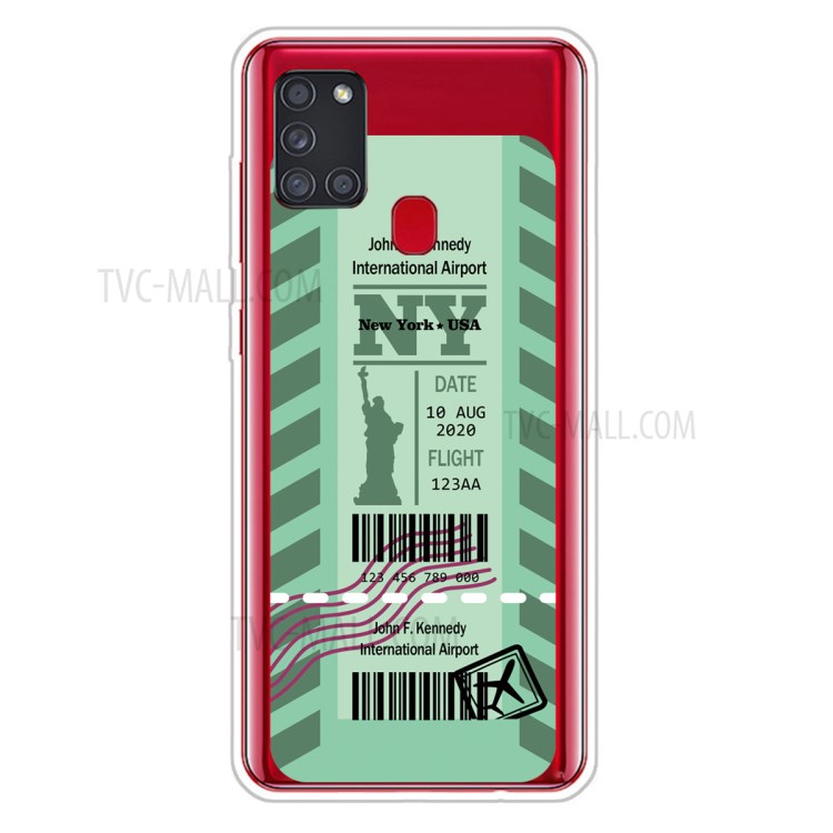 Fashion Boarding Pass TPU Protector Cell Phone Shell for Samsung Galaxy A21s - NY-1