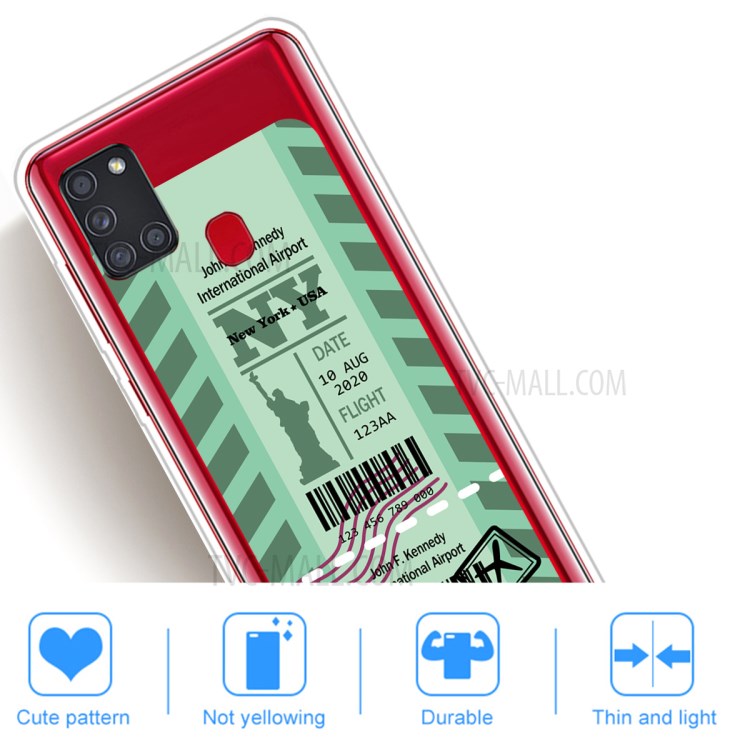 Fashion Boarding Pass TPU Protector Cell Phone Shell for Samsung Galaxy A21s - NY-5