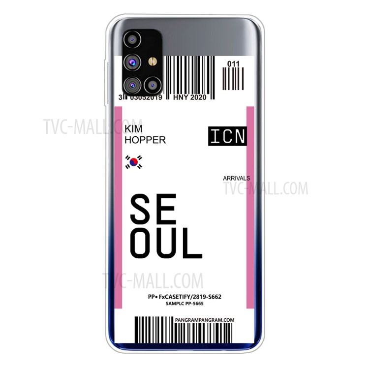 Creative Boarding Check TPU Back Case for Samsung Galaxy M51 - SEOUL/KIM HOPPER-1