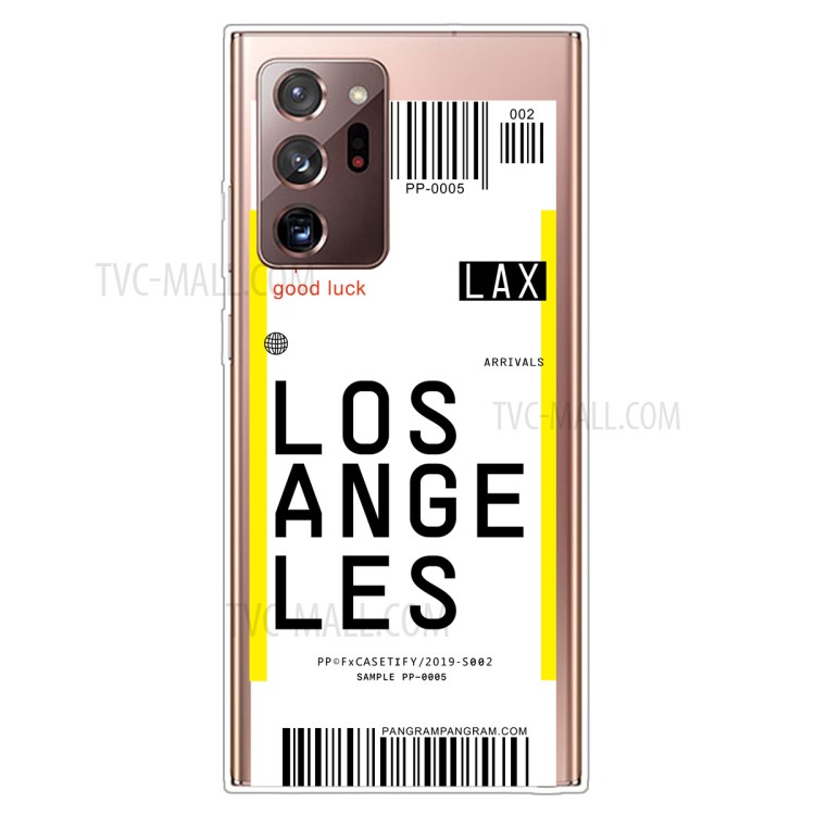 Creative Boarding Check TPU Back Case for Samsung Galaxy Note20 Ultra/Note20 Ultra 5G - LOS ANGELES-1