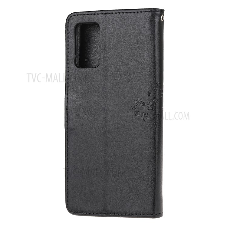 Imprint Tree Owl Wallet Leather Cover Stand Case for Samsung Galaxy S20 Lite/S20 Fan Edition - Black-3