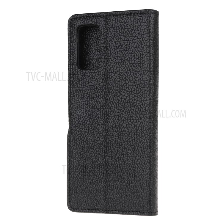 Litchi Skin Leather Wallet Case Protector for Samsung Galaxy S20 Lite/S20 Fan Edition- Black-3