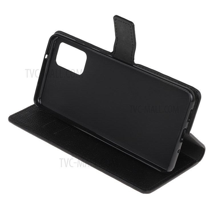 Litchi Skin Leather Wallet Case Protector for Samsung Galaxy S20 Lite/S20 Fan Edition- Black-5