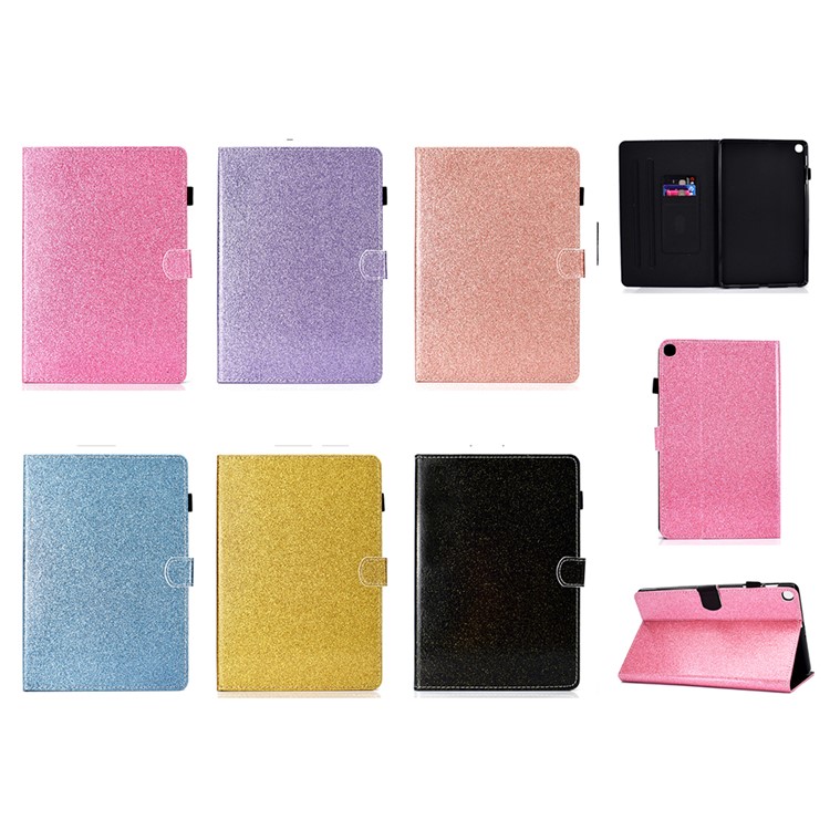 Capas de Tableta de Cuero de Polvo Brillante Para Samsung Galaxy Tab A7 10.4 (2020) T500/T505 - Negro