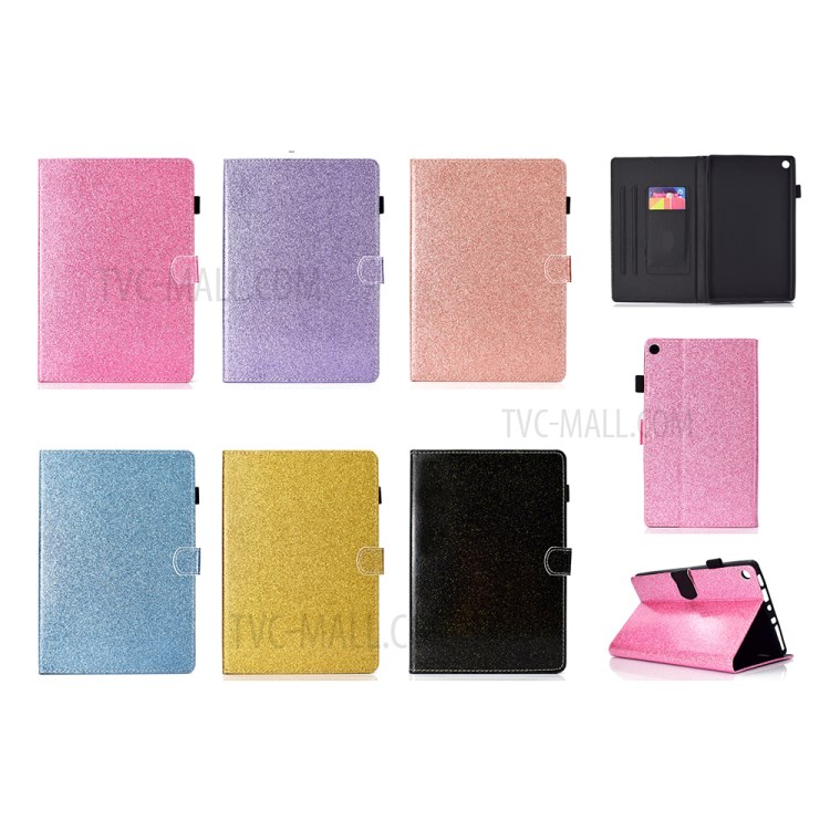 Glittery Powder with Card Slots Leather Cover for samsung Galaxy Tab S7 T870/T875 - Black-10