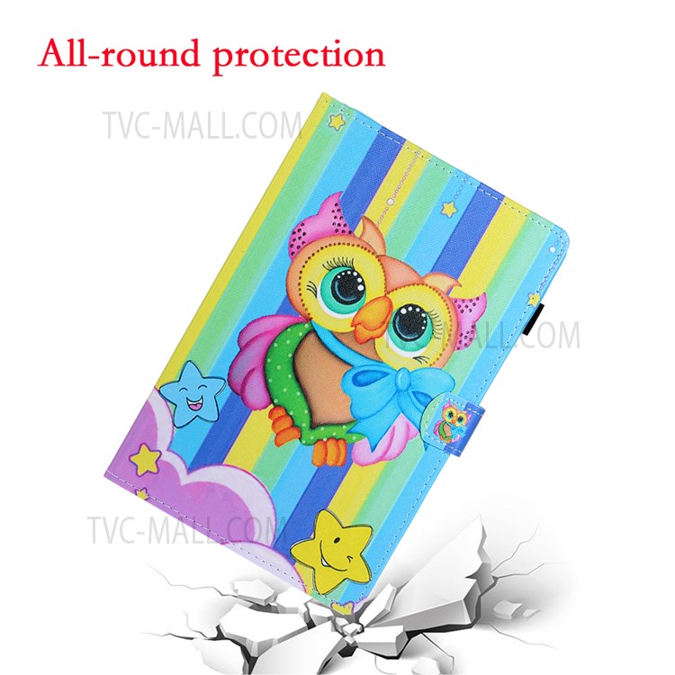 Printing Texture Leather with Card Holder Cover for Samsung Galaxy Tab A7 10.4 (2020) T500/T505 - Colorful Owl-4