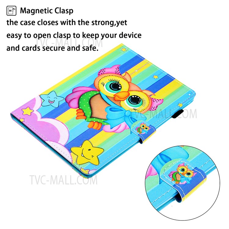 Printing Texture Leather with Card Holder Cover for Samsung Galaxy Tab A7 10.4 (2020) T500/T505 - Colorful Owl-5