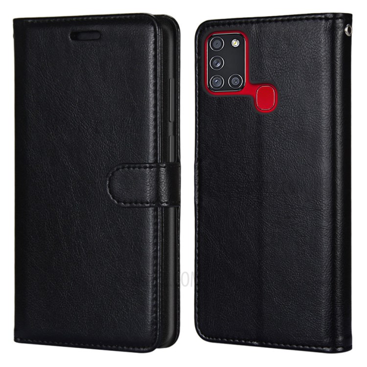 Wallet Stand Leather Cell Phone Case for Samsung Galaxy A21s - Black-2