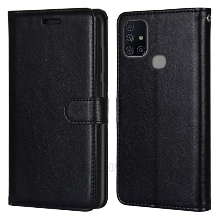Solid Color with Wallet Leather Protective Cover for Samsung Galaxy M51 - Black-2