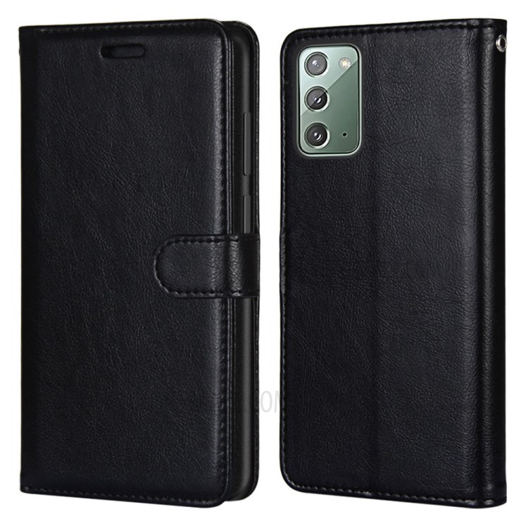 Wallet Stand Magnetic Clasp Leather Shell Protective Case for Samsung Galaxy Note 20/Note 20 5G - Black-2