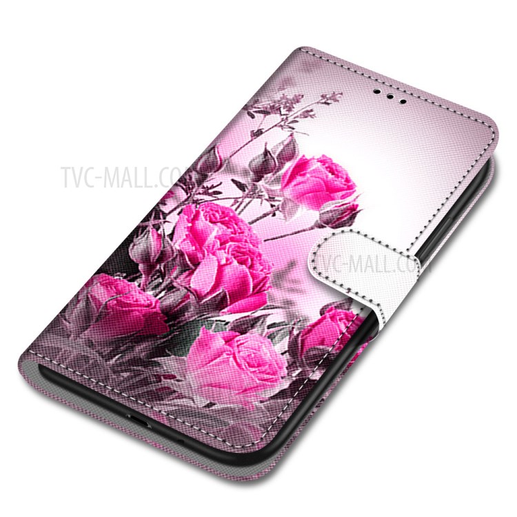 Pattern Printing Cross Texture Leather Wallet Phone Case with Strap for Samsung Galaxy Note20 Ultra/Note20 Ultra 5G - Rose-3