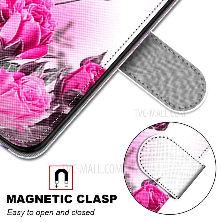 Pattern Printing Cross Texture Leather Wallet Phone Case with Strap for Samsung Galaxy Note20 Ultra/Note20 Ultra 5G - Rose-6