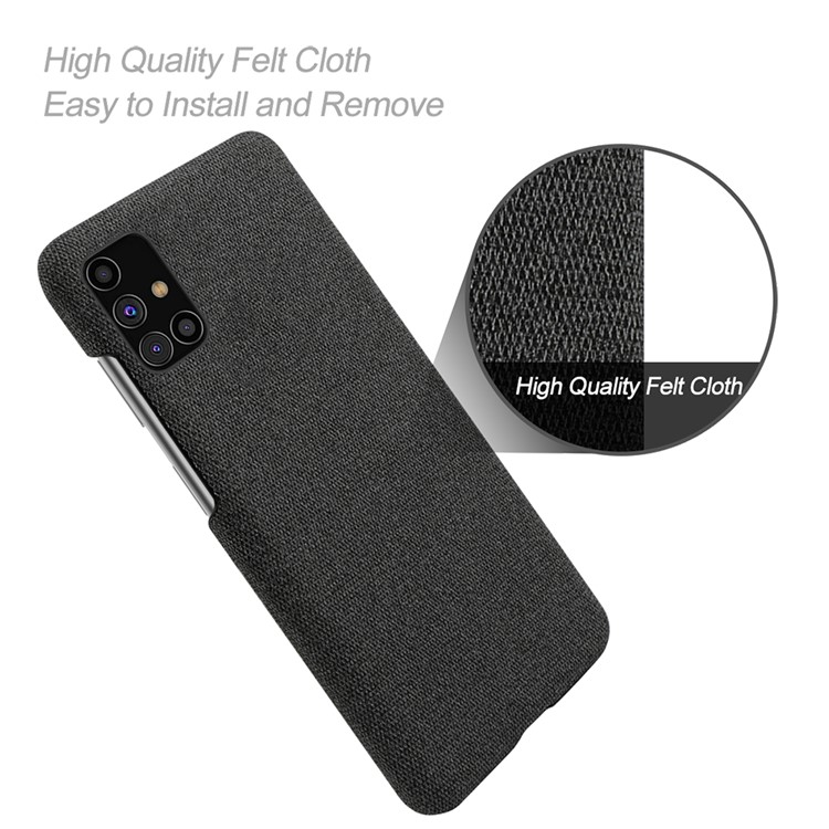 Cloth Texture Plastic Back Case for Samsung Galaxy M31s - Black-4