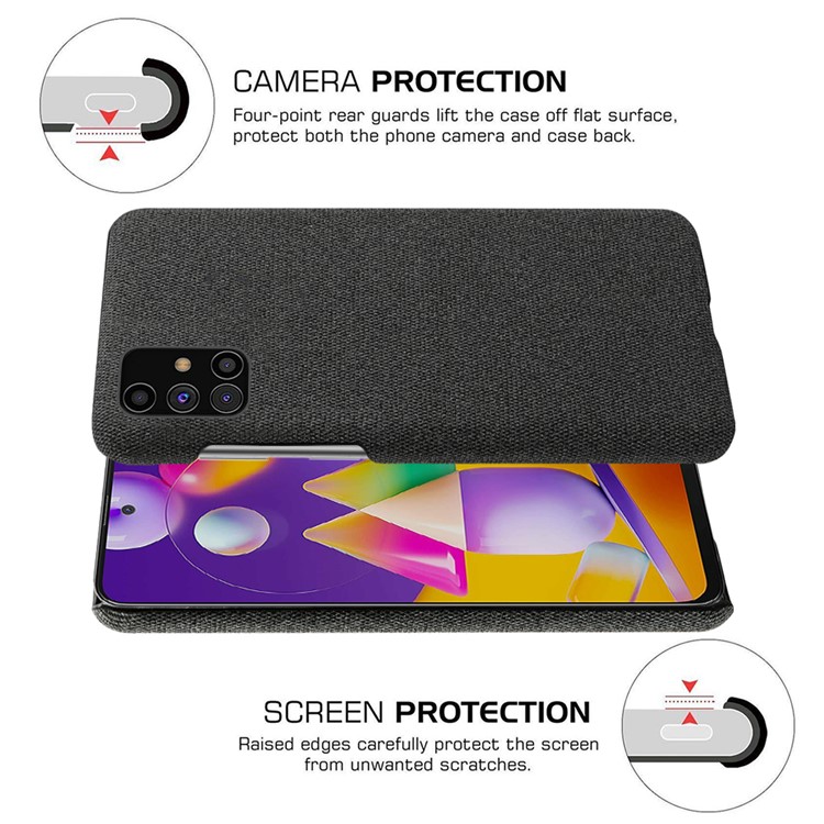 Cloth Texture Plastic Back Case for Samsung Galaxy M31s - Black-5
