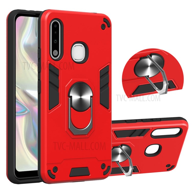 Detachable 2 in 1 with Rotatable Kickstand PC + TPU Cover for Samsung Galaxy A70e - Red-1